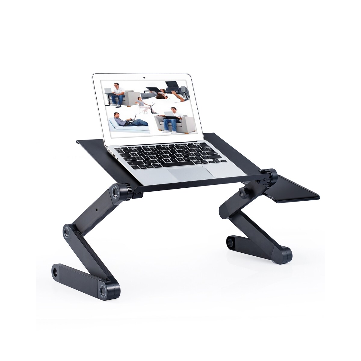 Contemporary Home Living 16.5" Black Adjustable and Foldable Portable Laptop Stand