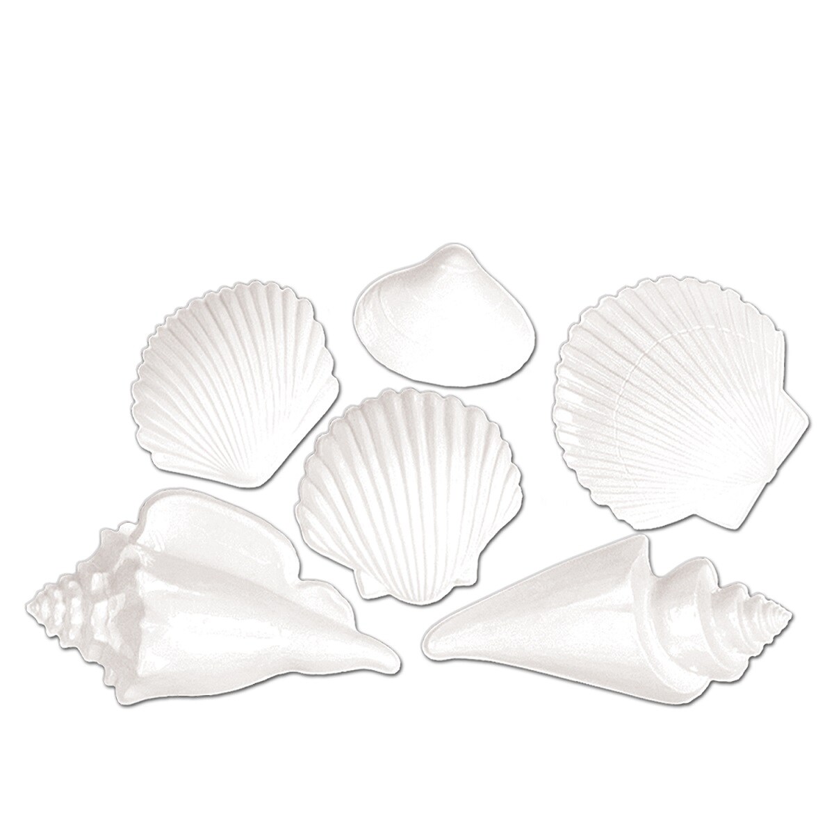 Beistle Club Pack of 72 White Seashell Luau Decors 15.75&#x22;