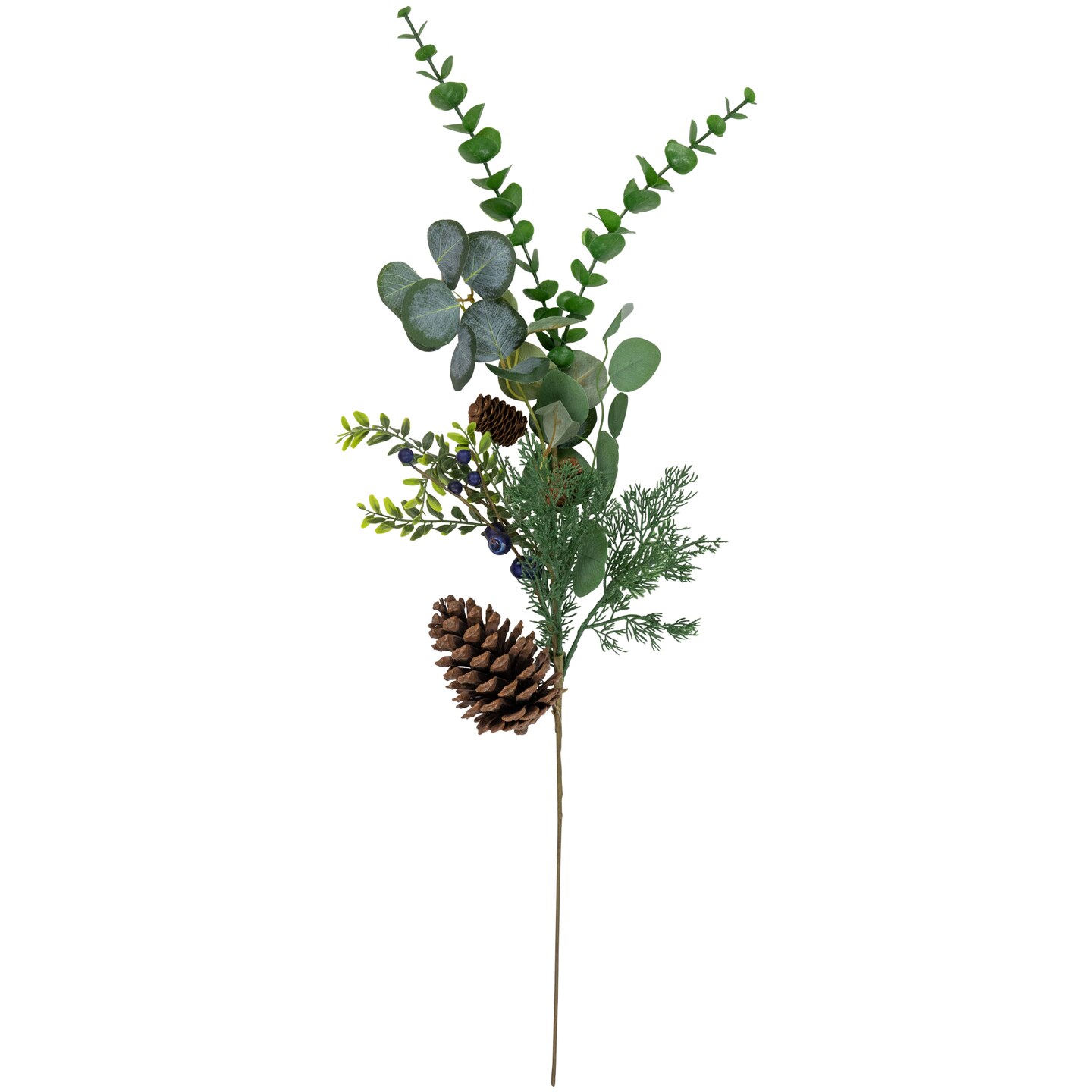 Northlight 32&#x22; Eucalyptus, Pinecones and Blueberries Artificial Pine Christmas Spray