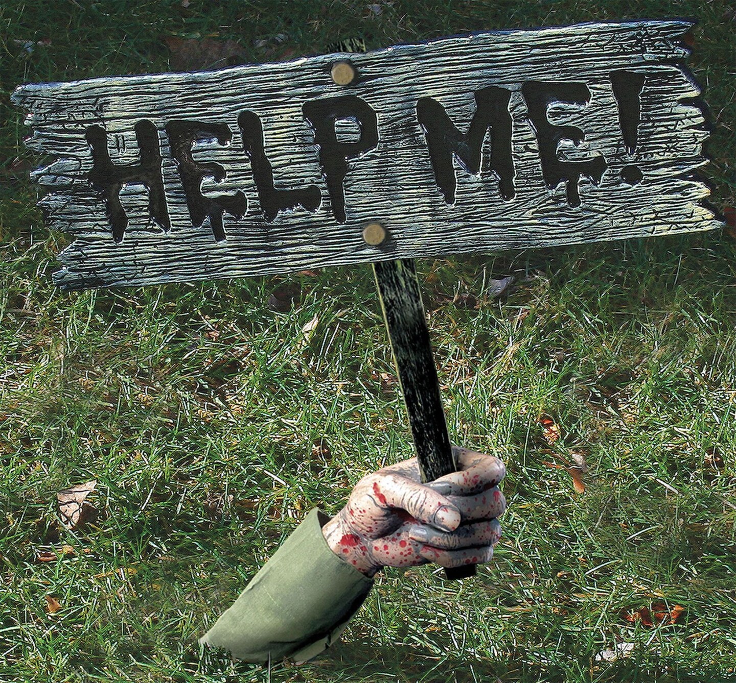 The Costume Center Zombie Arm Holding a &#x22;Help Me!&#x22; Sign Outdoor Halloween Yard Decoration - 19&#x22;