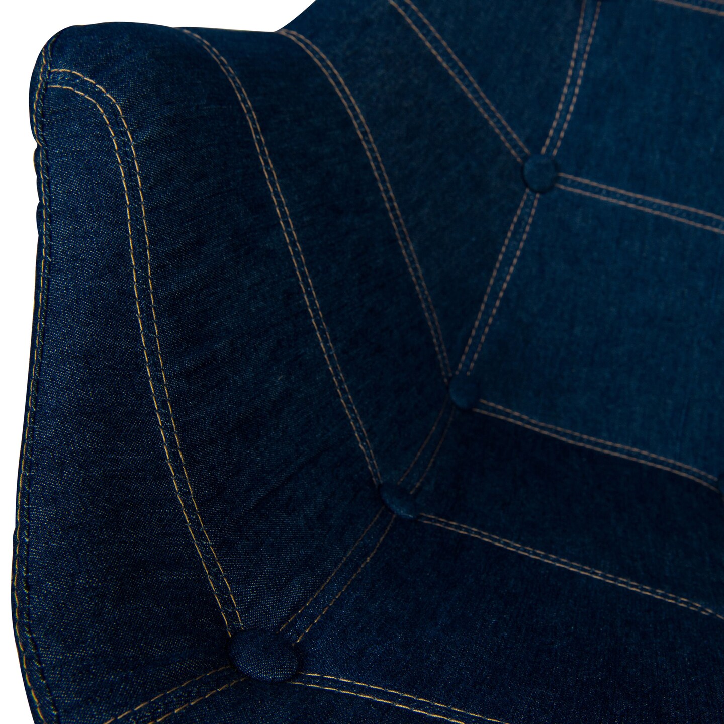LeisureMod Milburn Tufted Denim Lounge Chair - Denim