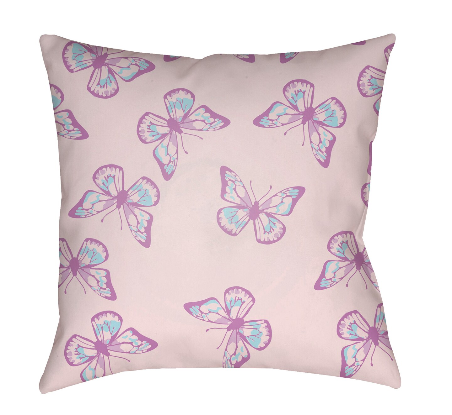 Tiwari Home 18&#x22; Pale Pink and Purple Butterflies Printed Square Throw Pillow Cover