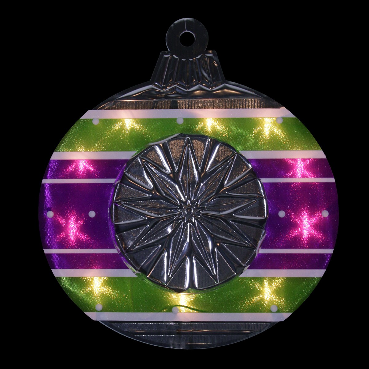Impact 15.5&#x22; Lighted Purple and Green Shimmering Ornament Christmas Window Silhouette Decoration