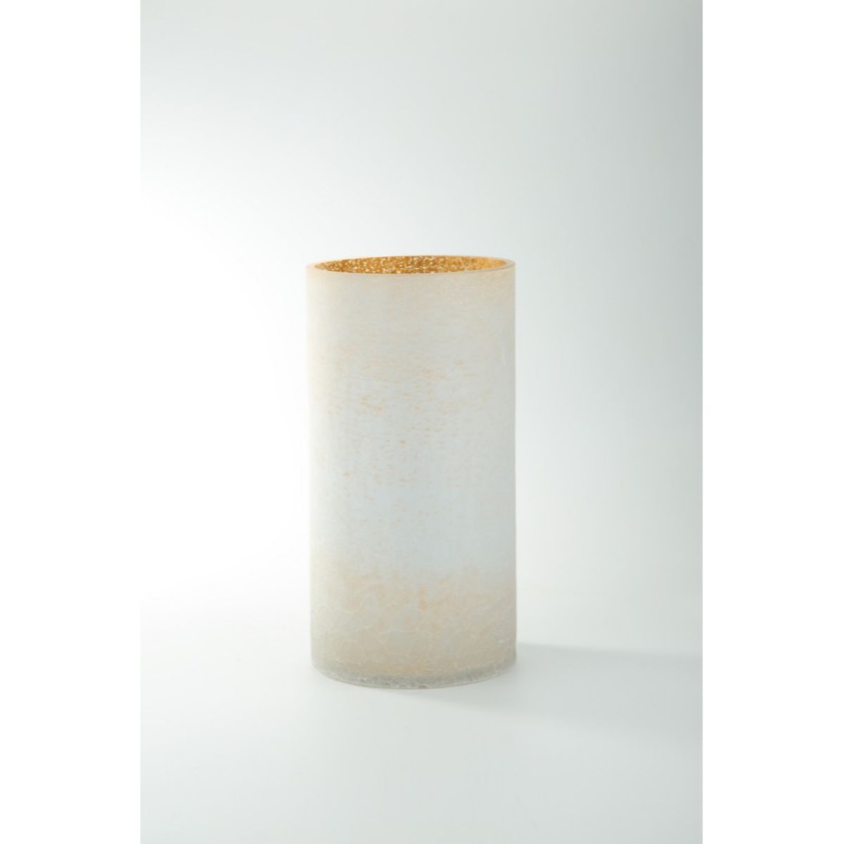 CC Home Furnishings 12&#x22; White Distressed Finish Cylindrical Glass Decorative Vase
