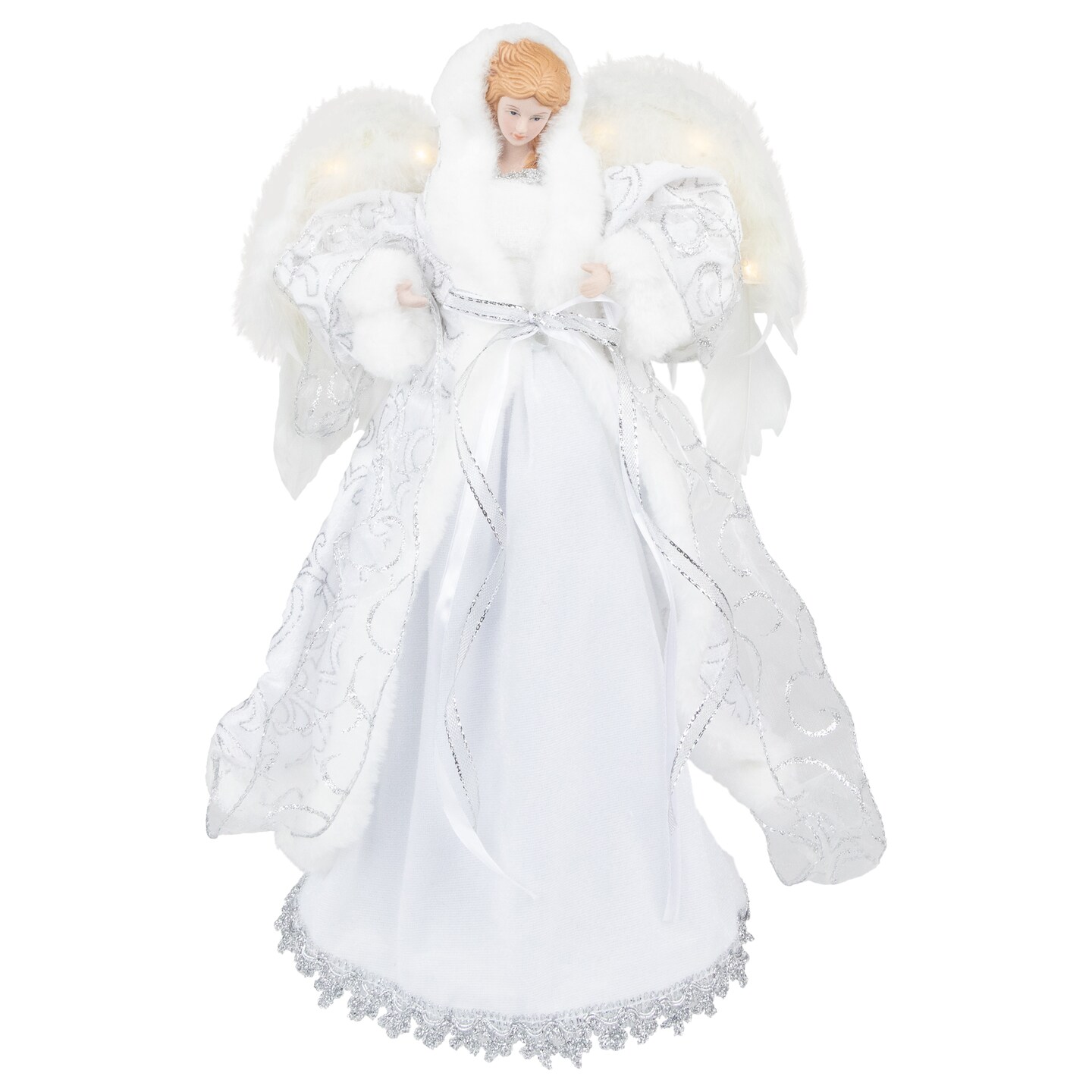 Northlight 14&#x22; White Angel with Lighted Wings Christmas Tree Topper