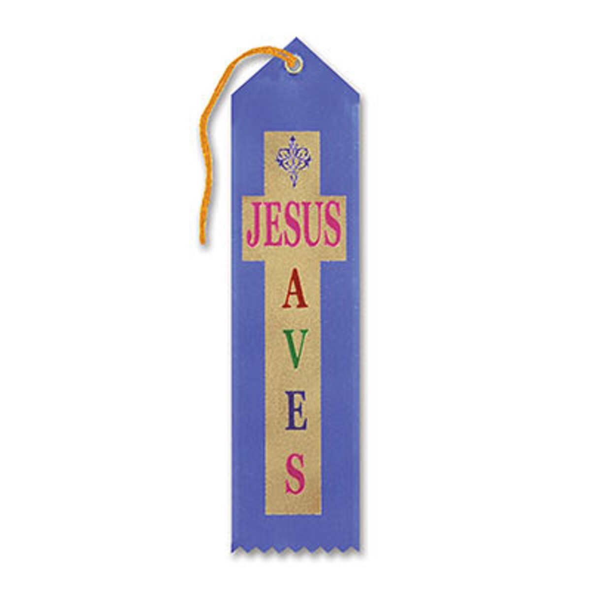 Beistle Pack of 6 Blue "Jesus Saves Award" Decorative Award Ribbon Bookmarks 8"