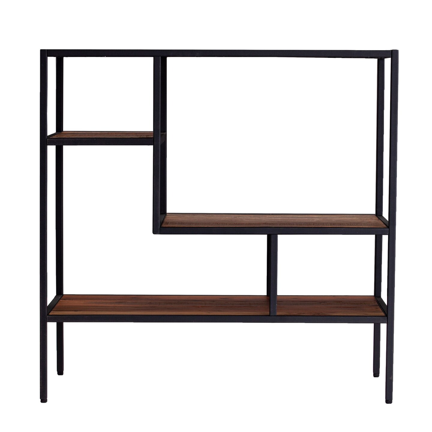 Southern Enterprises 31.5&#x22; Brown and Black Contemporary Reclaimed Wood Shelf