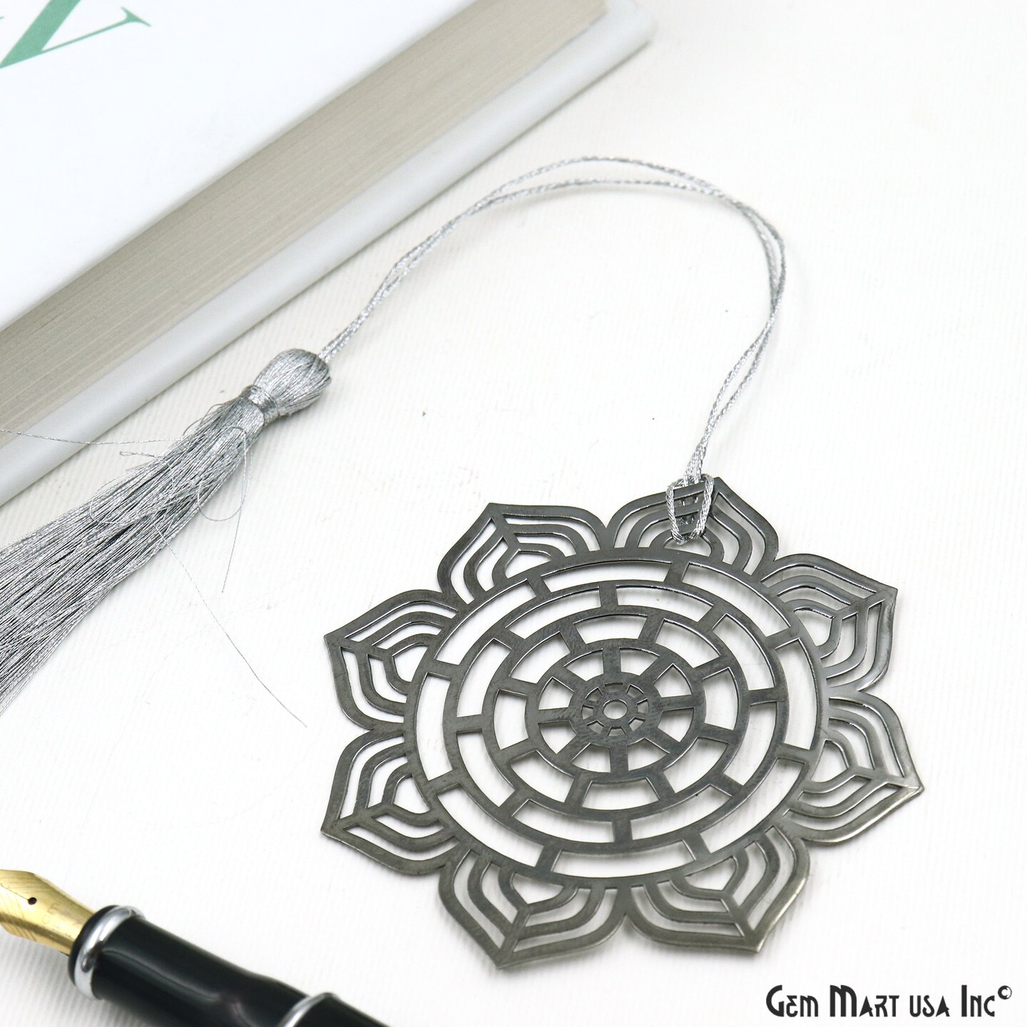 Metal Bookmark, Gold Plated Brass Bookmark, Bookmark with Tassel, Handcrafted, 1 pc, GemMartUSA (BOOK)