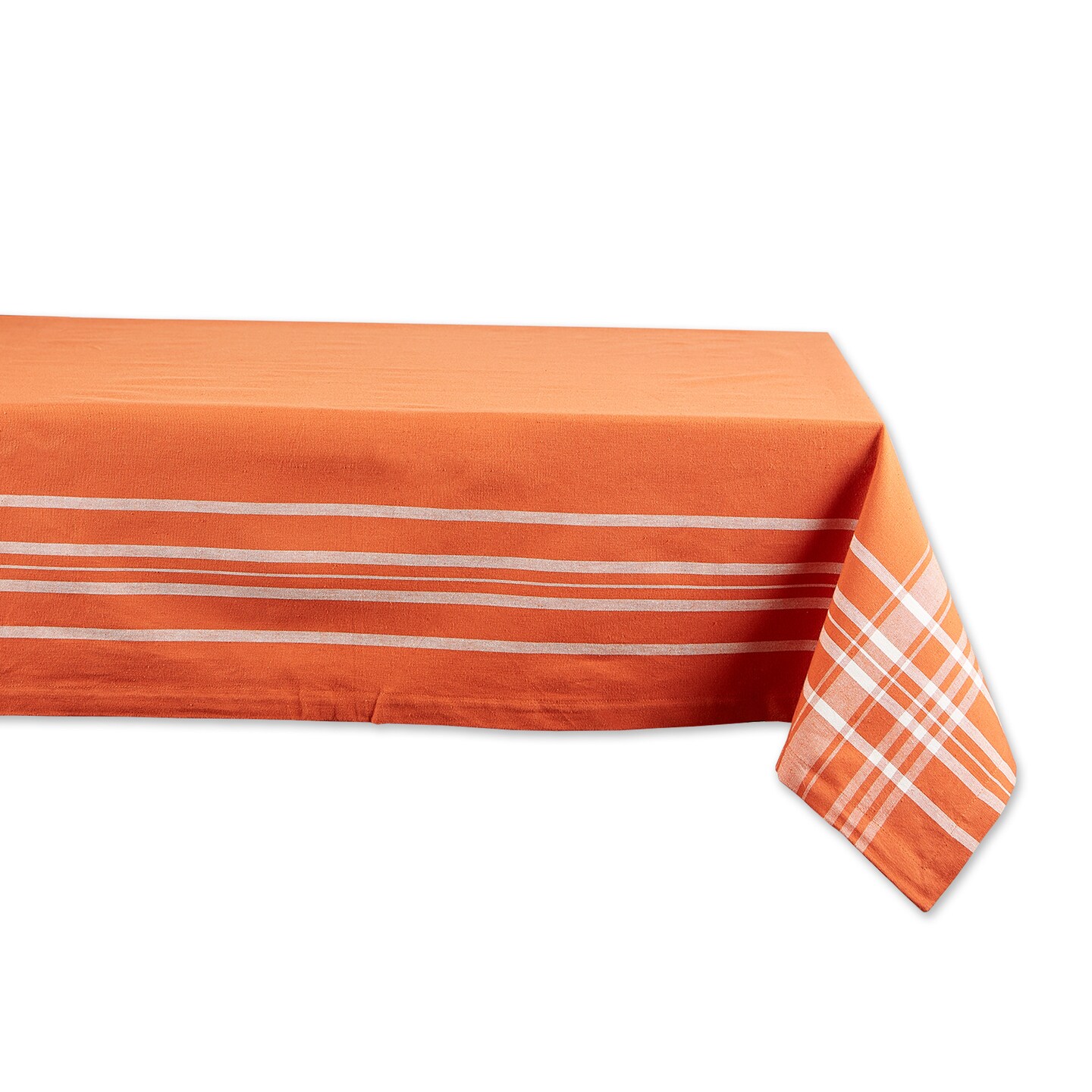 Contemporary Home Living 60&#x22; x 84&#x22; White and Burnt Orange Harvest Market Decorative Table Cloth