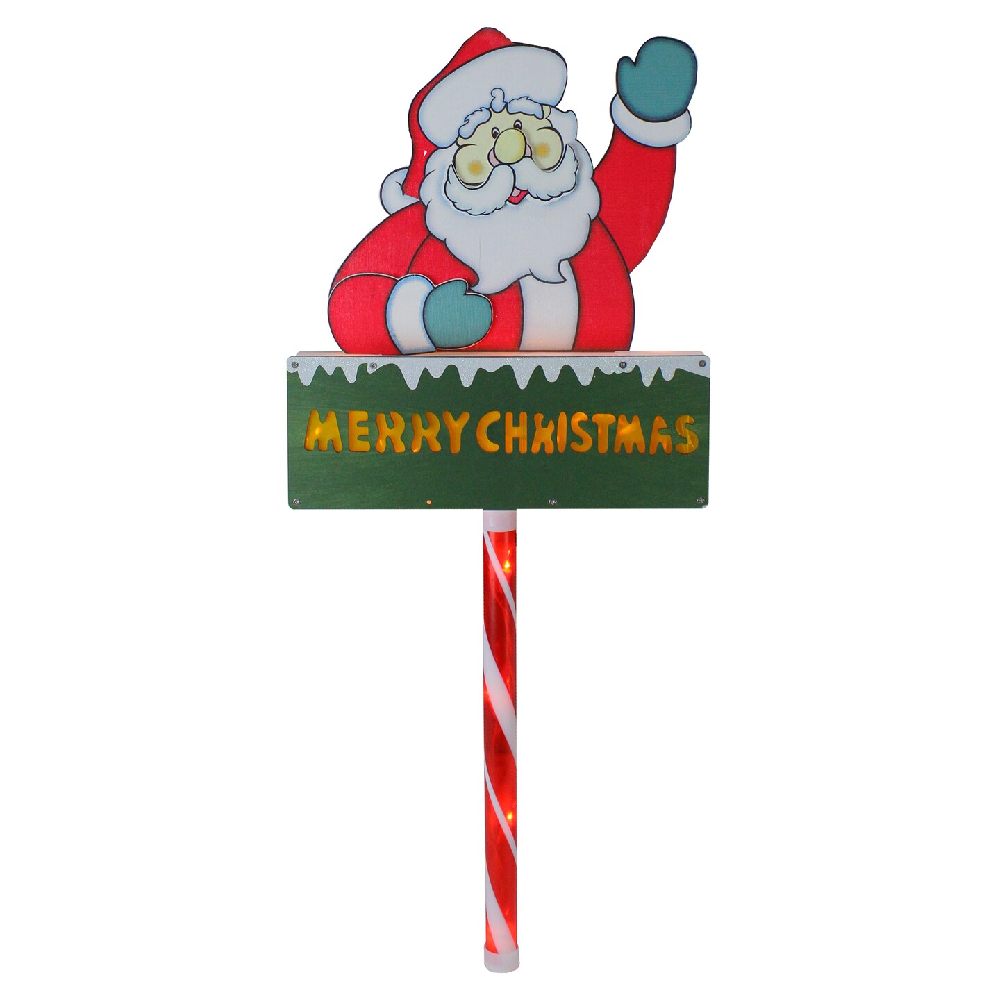 Northlight 28&#x22; Lighted Santa Claus &#x27;Merry Christmas&#x27; Lawn Stake - Clear Lights
