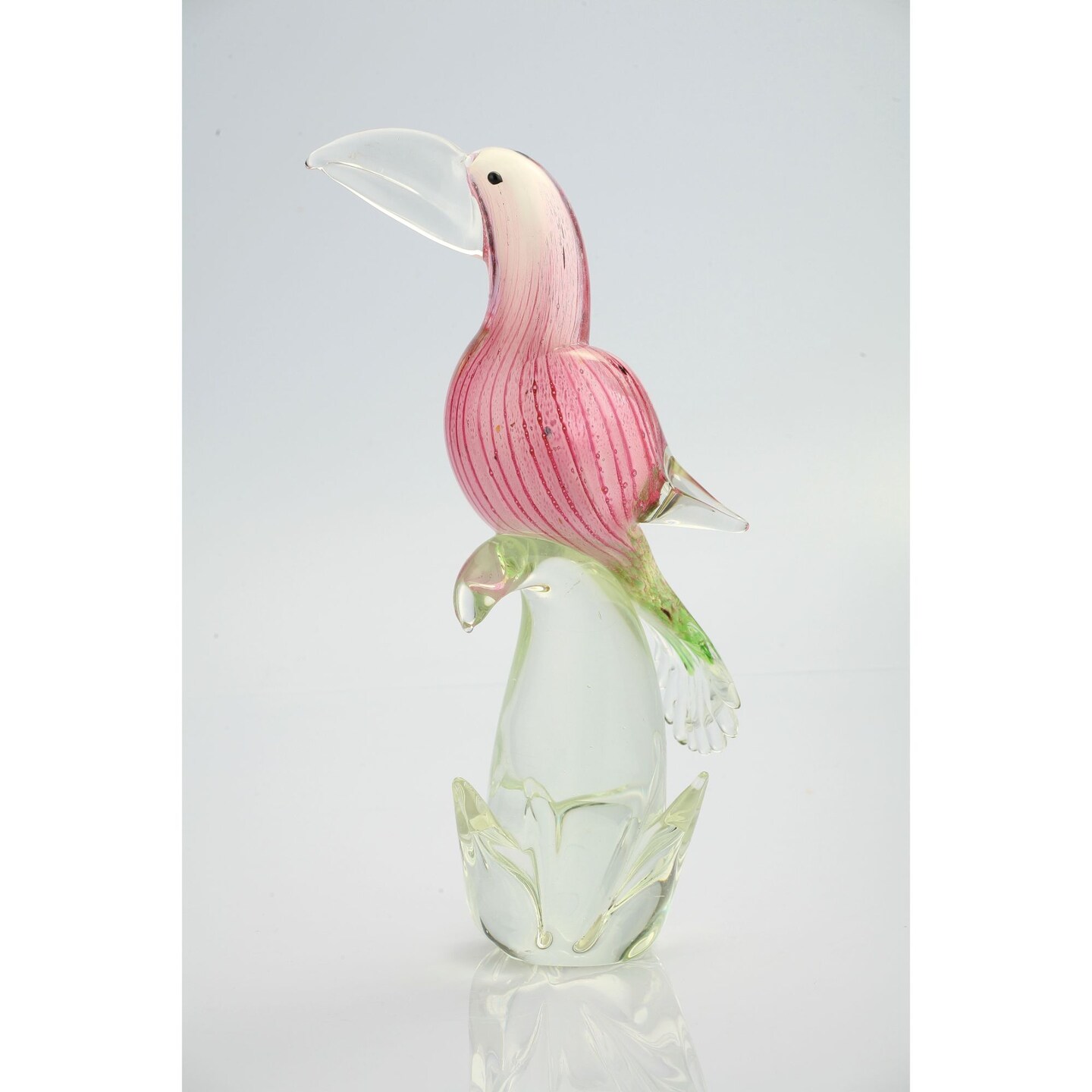 CC Home Furnishings 13.5" Pink Glass Bird Figurine Tabletop Decoration
