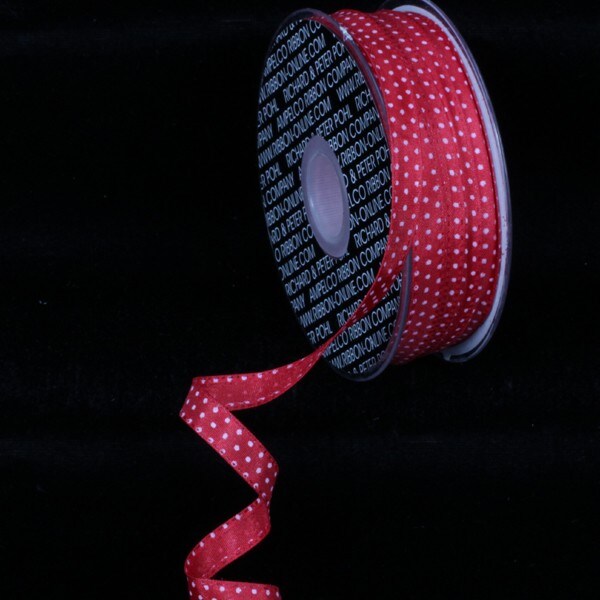 The Ribbon People White and Red Polka Dots Wire Edged Craft Ribbon 0.25&#x22; x 55 Yards