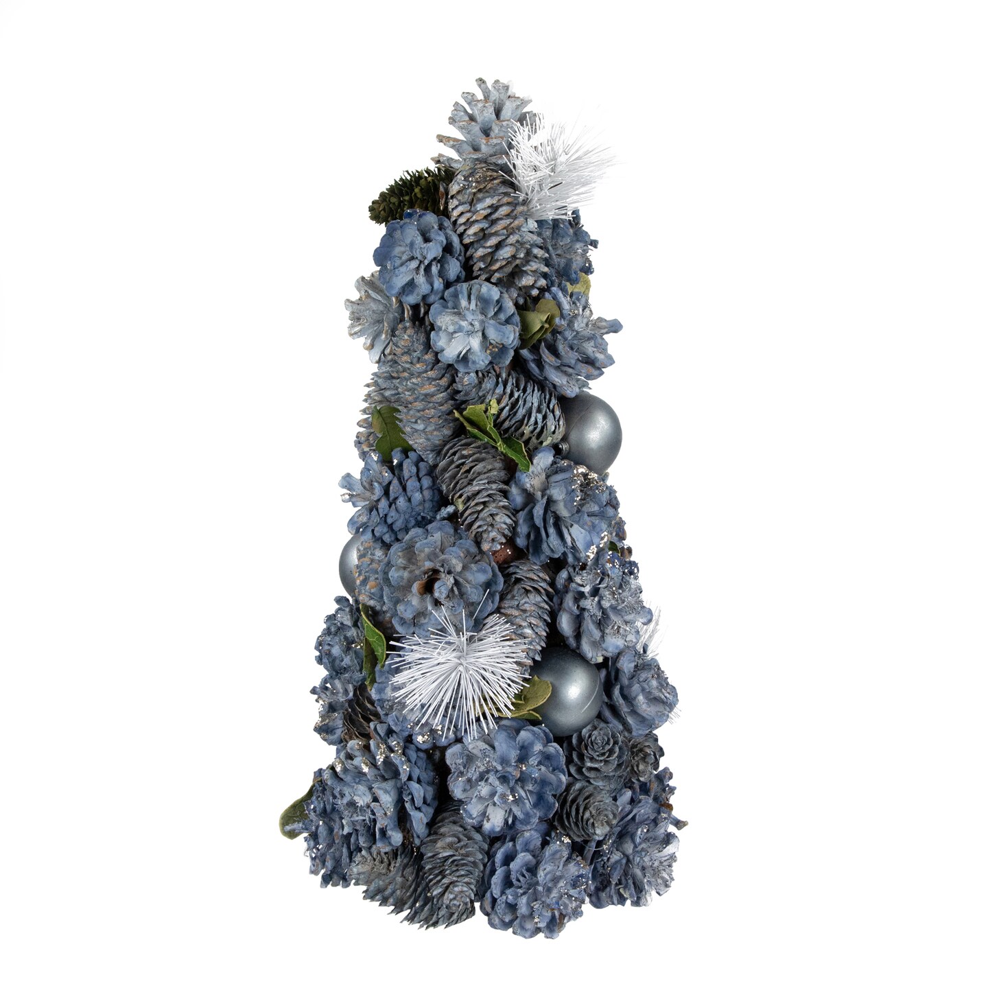 Northlight Pinecone Artificial Christmas Cone Tree - 15" - Blue and Silver