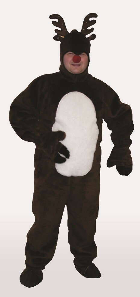 The Costume Center 6 Piece Brown Reindeer Christmas Suit with Hood &#x2013; Adult Size X Large