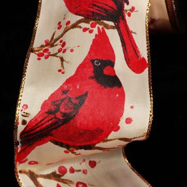 The Ribbon People White and Red Cardinal Wired Edge Craft Ribbon 2.5" x 20 Yards