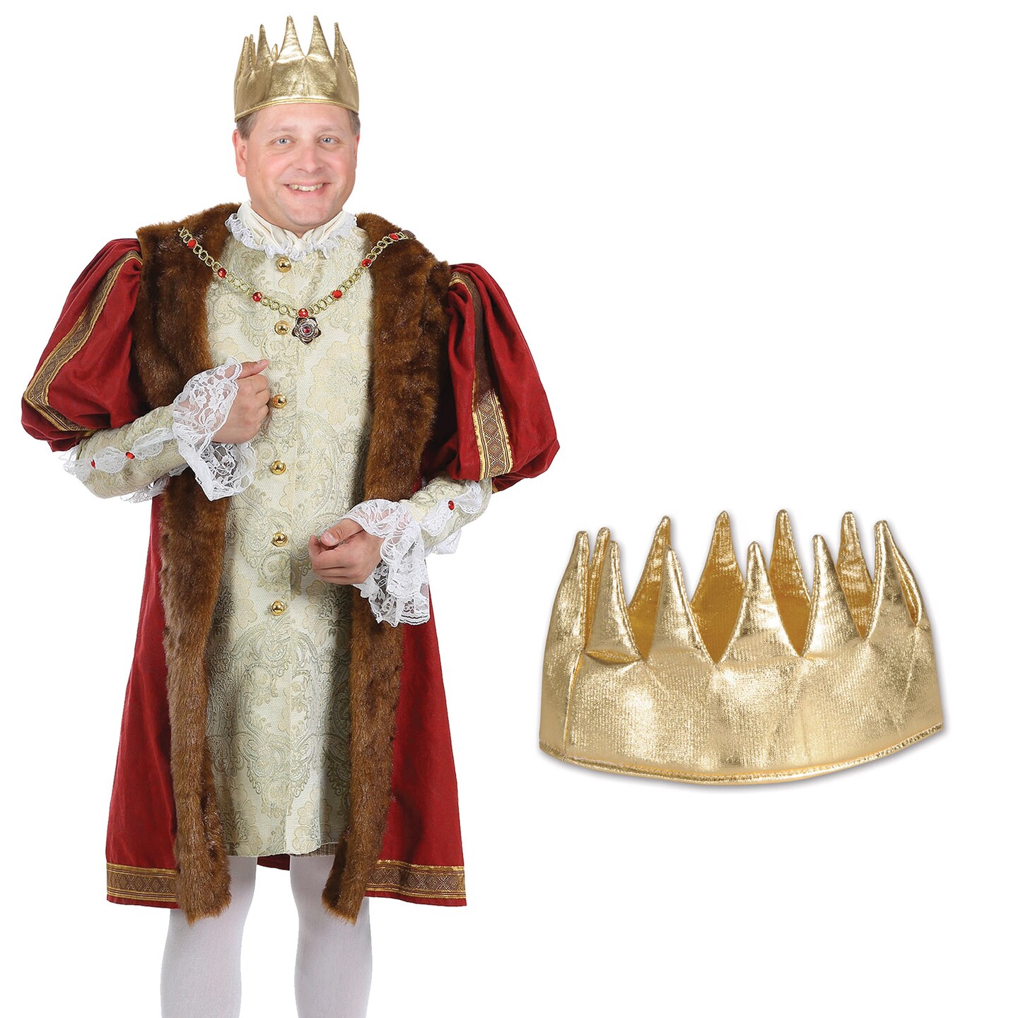 Beistle Club Pack of 12 Gold Medieval Mardi Gras Crowns 5.5&#x22;