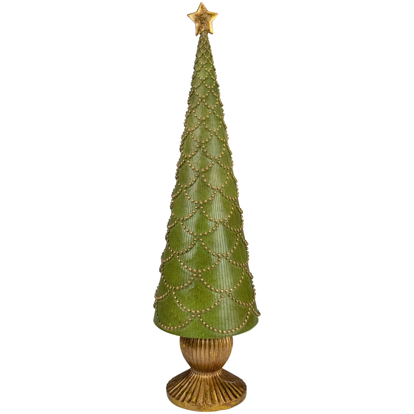 Northlight Christmas Tree Cone on Pedestal with Star Topper Decoration - 23" - Green