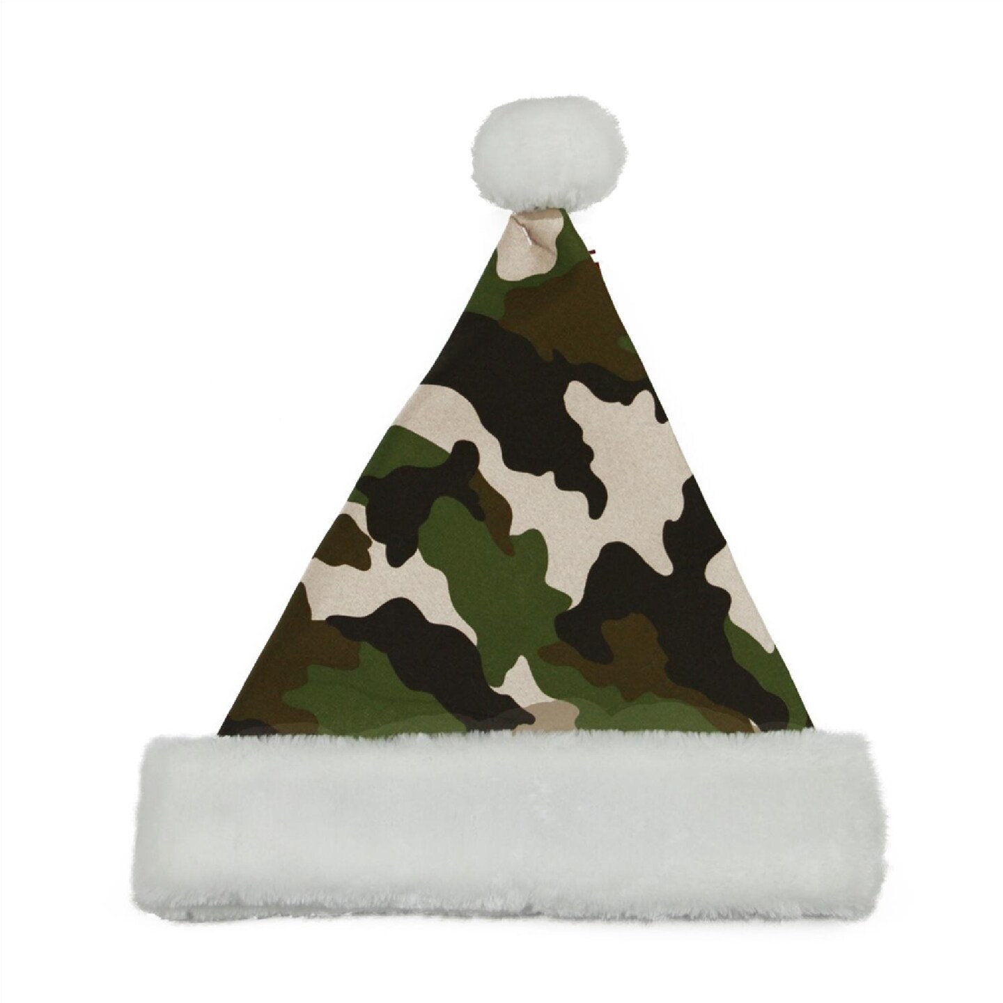 Northlight 21&#x22; Green and White Camouflage Adult Christmas Santa Claus Hat - Medium