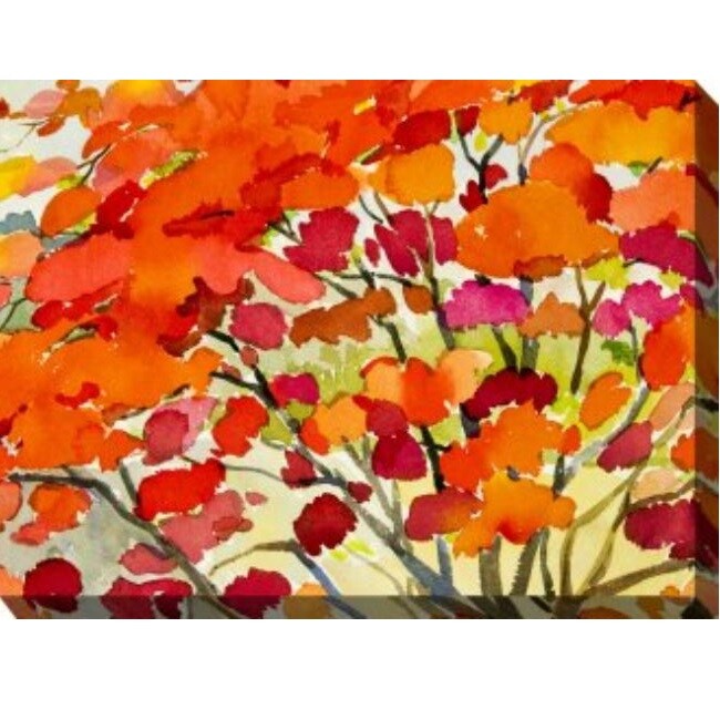 Outdoor Living and Style Orange and Red Blaze Outdoor Canvas Rectangular Wall Art Decor 30&#x22; x 40&#x22;