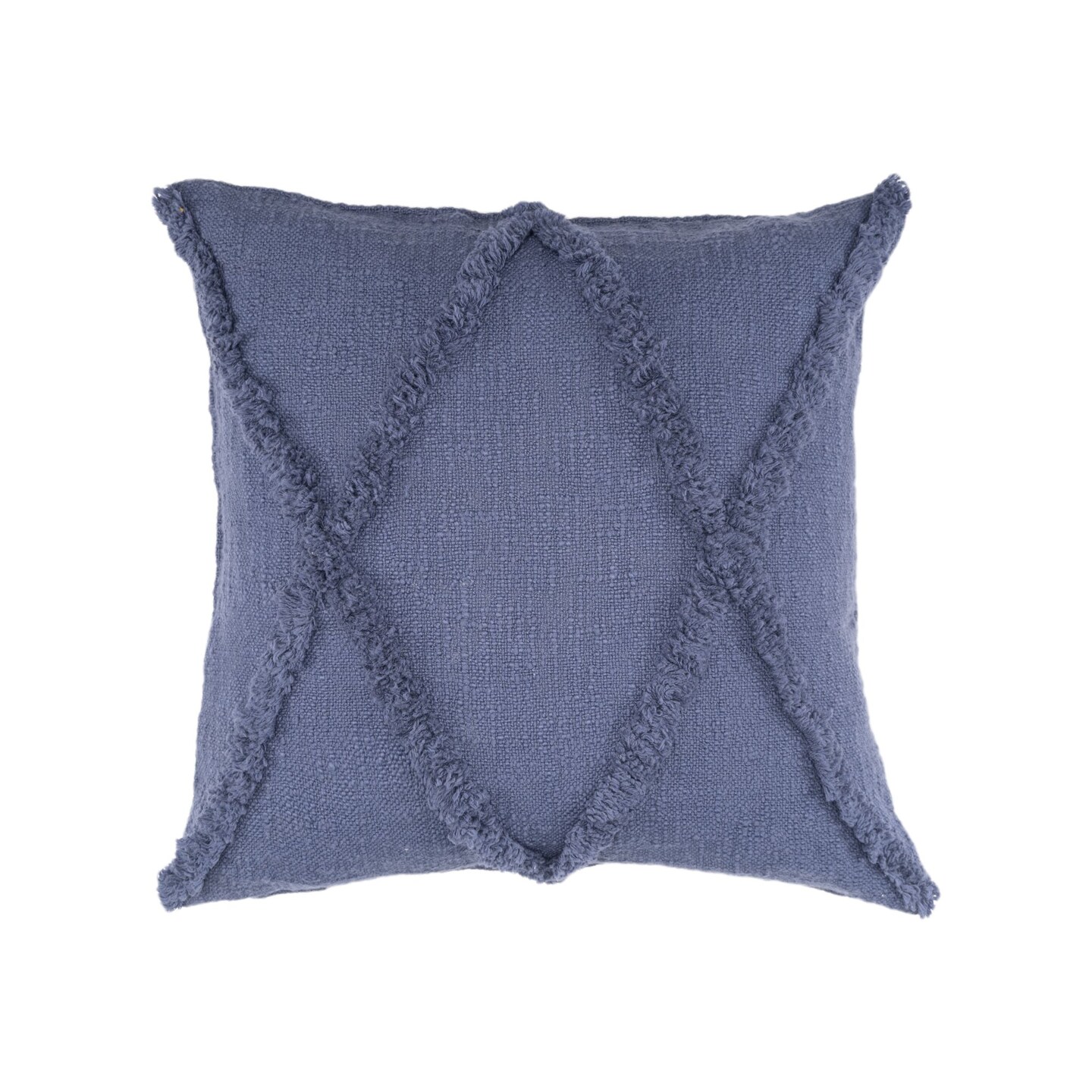 Laddha Home Designs 18" Blue Hand Woven Diamond Tufted Square Throw Pillow