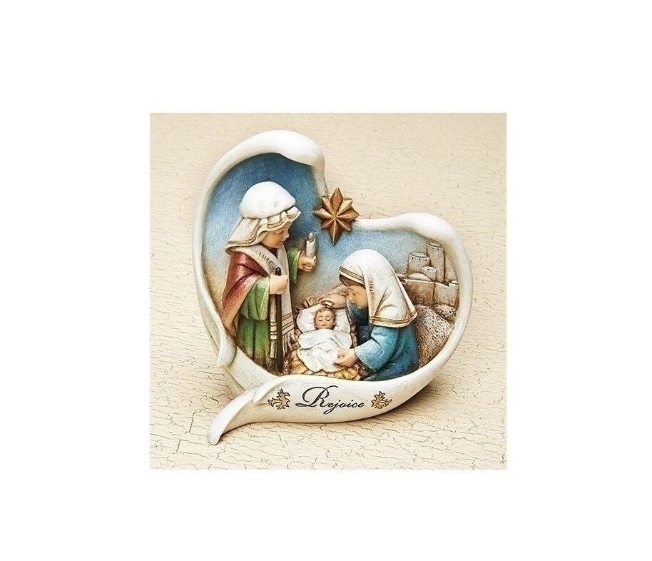 Roman 5.5&#x22; White and Blue Nativity Scene Angel Wings Christmas Tabletop Decor