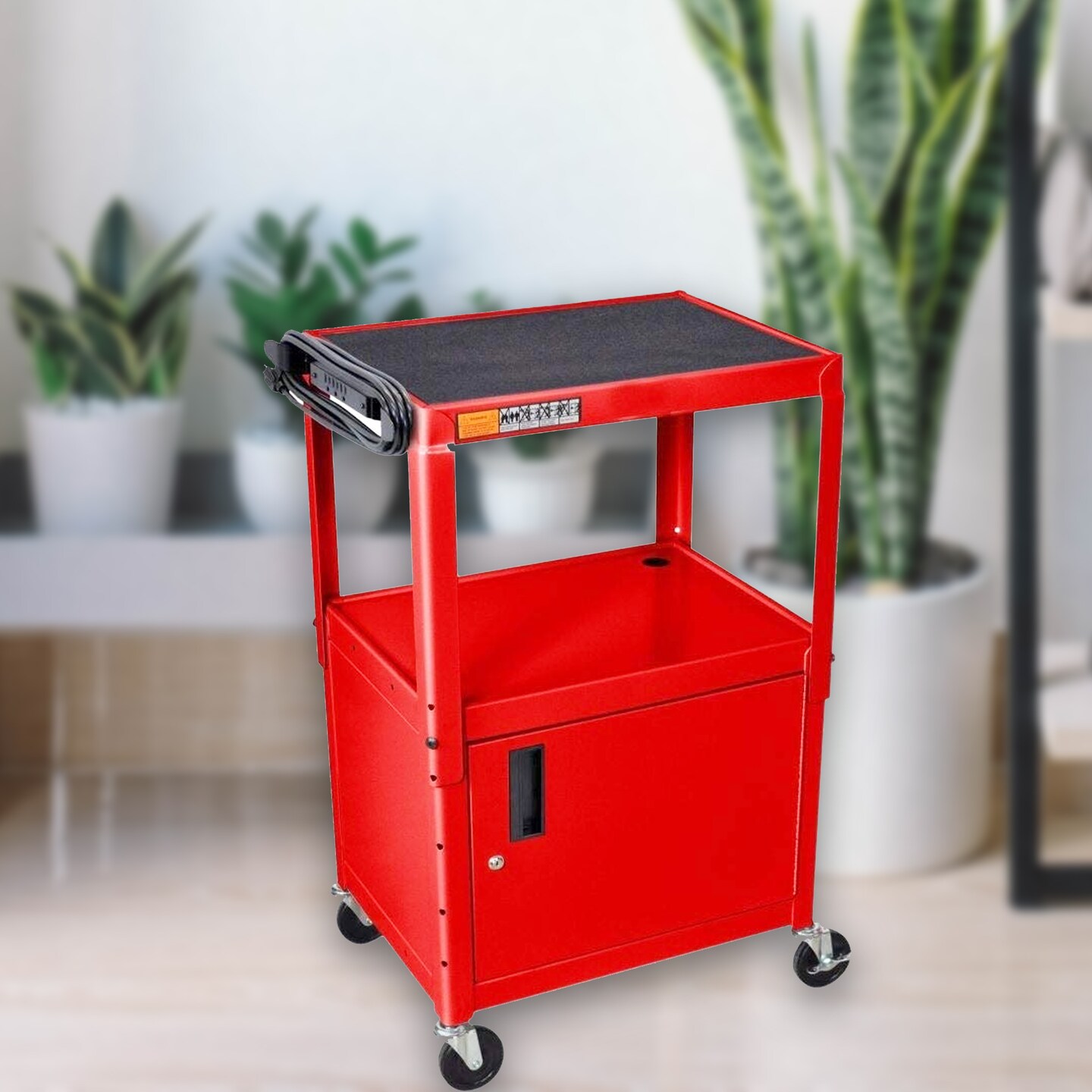 Luxor Office Multipurpose Adjustable-Height Steel AV Utility Cart - Cabinet