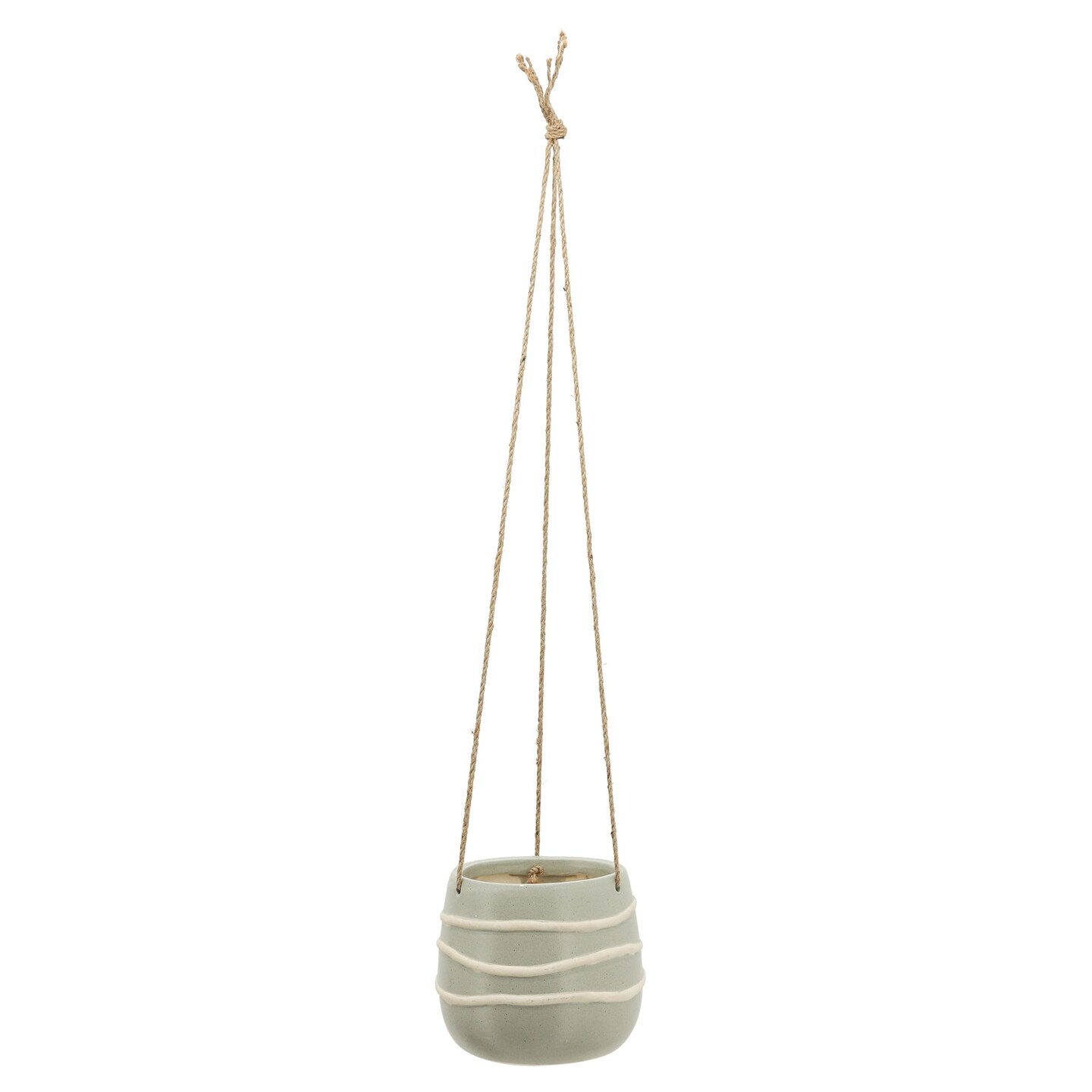 Kingston Living Ceramic Outdoor Hanging Planter - 7" - Gray and White