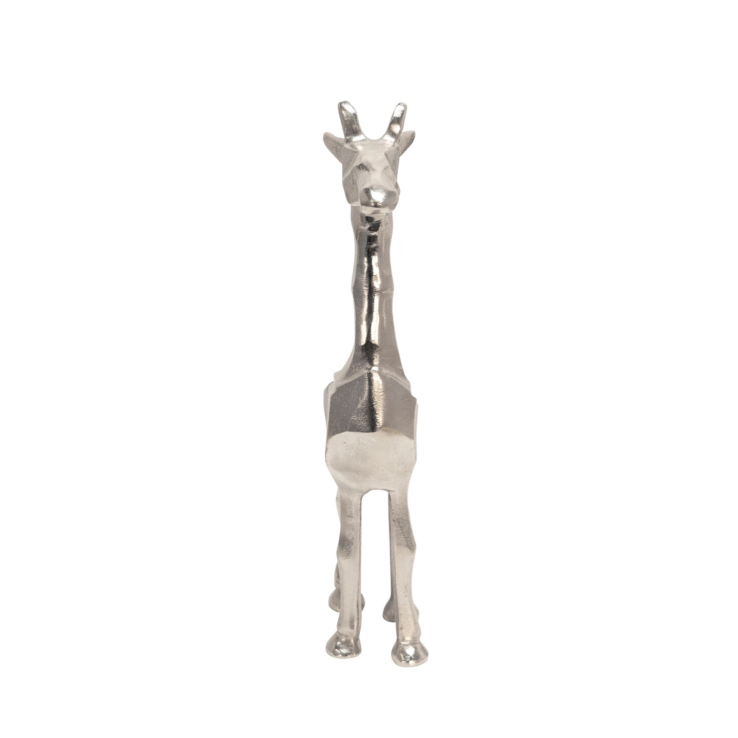 Kingston Living 12&#x22; Silver Metallic Standing Giraffe Tabletop Figurine