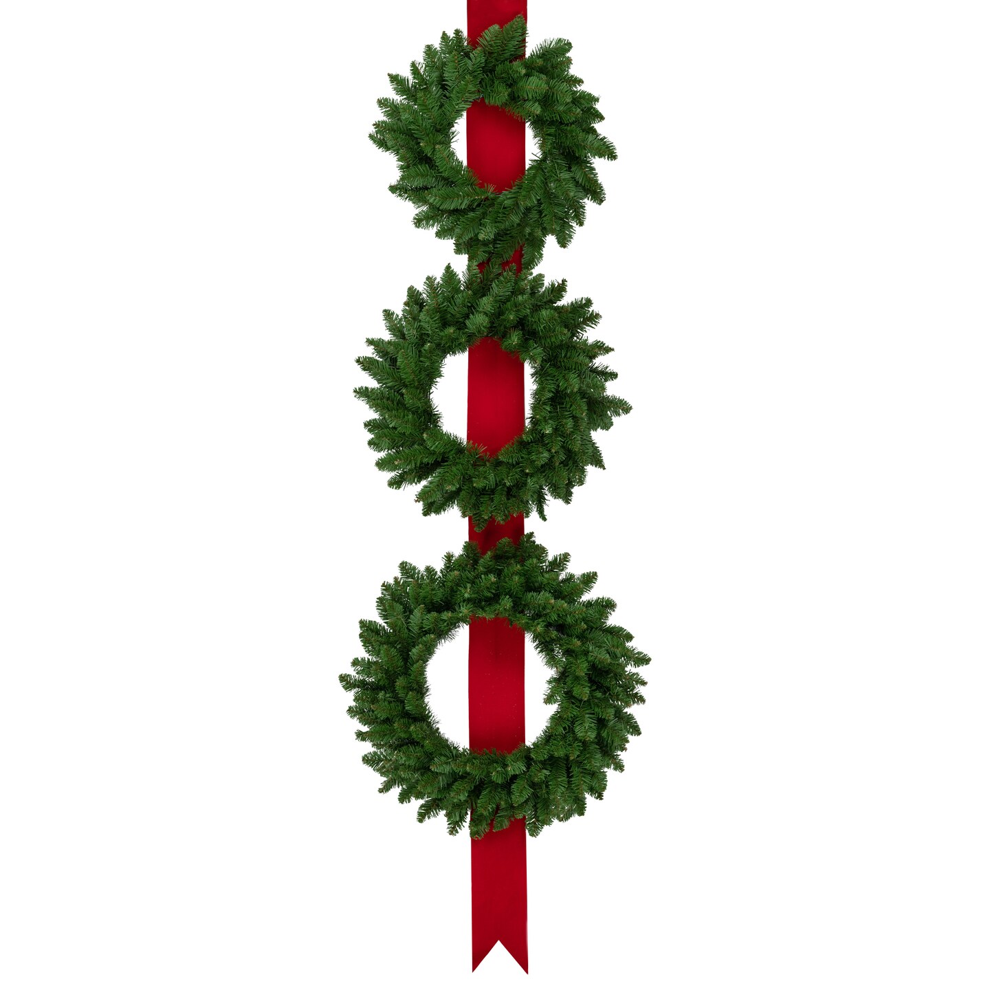 Northlight Set of 3 Wreaths on Red Ribbon Hanging Christmas Decoration, 6.5'