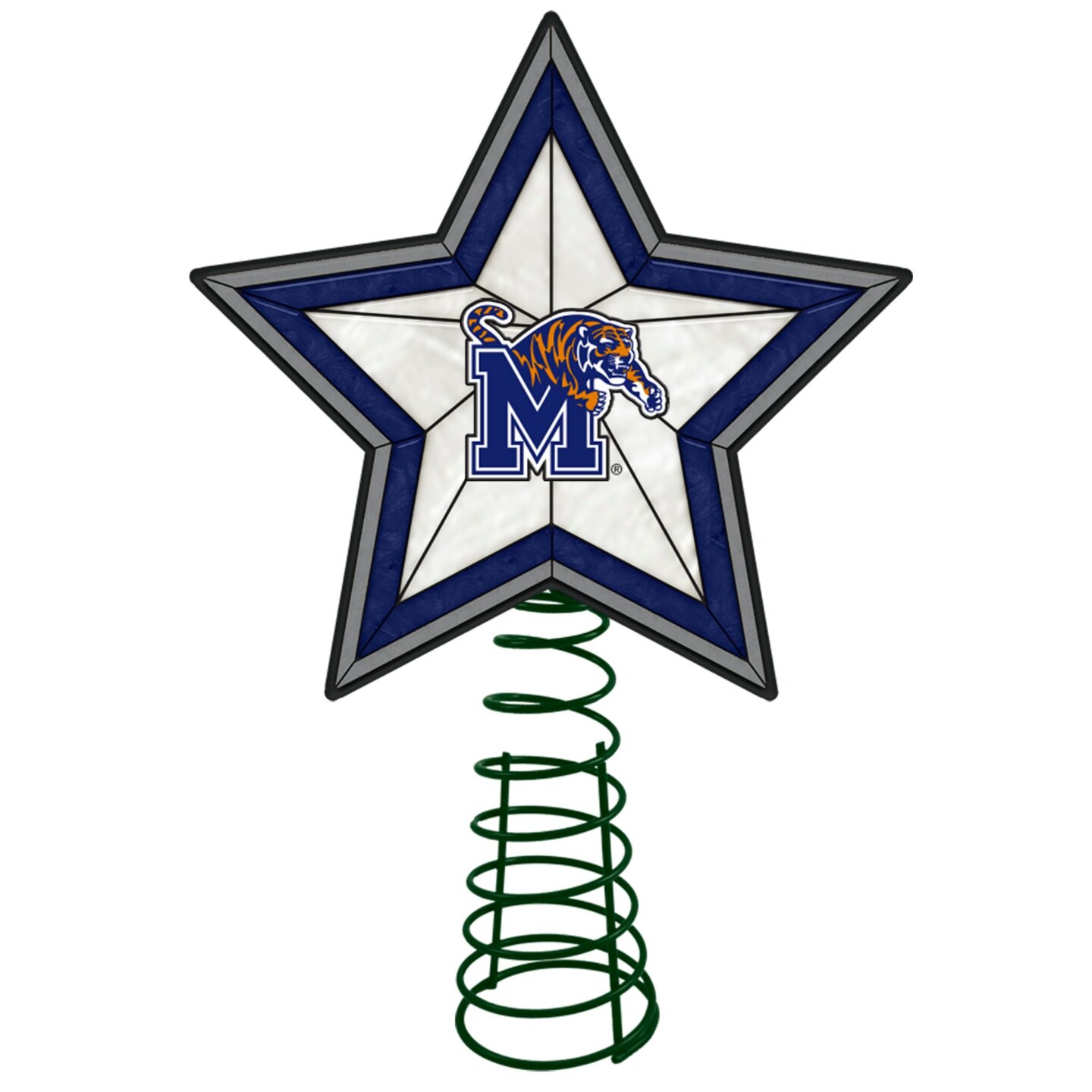 The Memory Company 10" Lighted Blue and Green Star NCAA Memphis Tigers Christmas Tree Topper