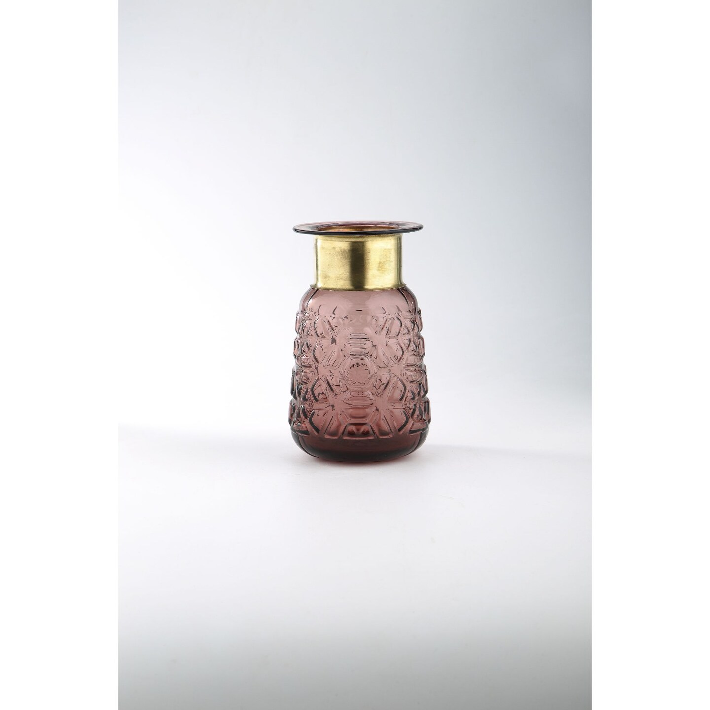 CC Home Furnishings 8.5&#x22; Brown Opaque Textured Hand Blown Glass Vase with Gold Bottle Neck