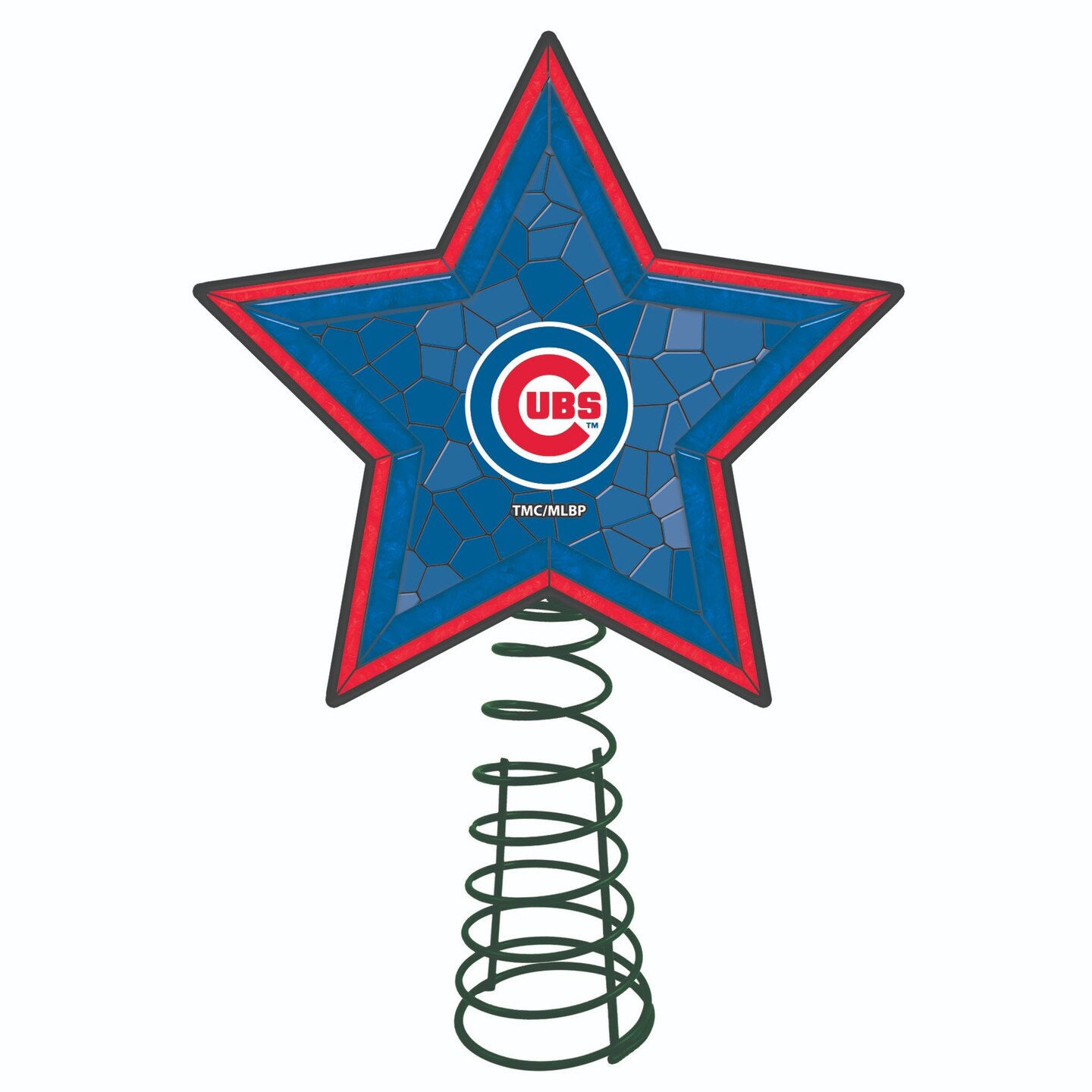 The Memory Company 10" Lighted Blue and Red Star MLB Chicago Cubs Christmas Tree Topper