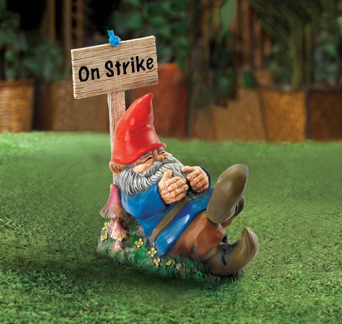 Accent Plus Home Decorative Sleeping Gnome On Strike Garden Decor or Figurine