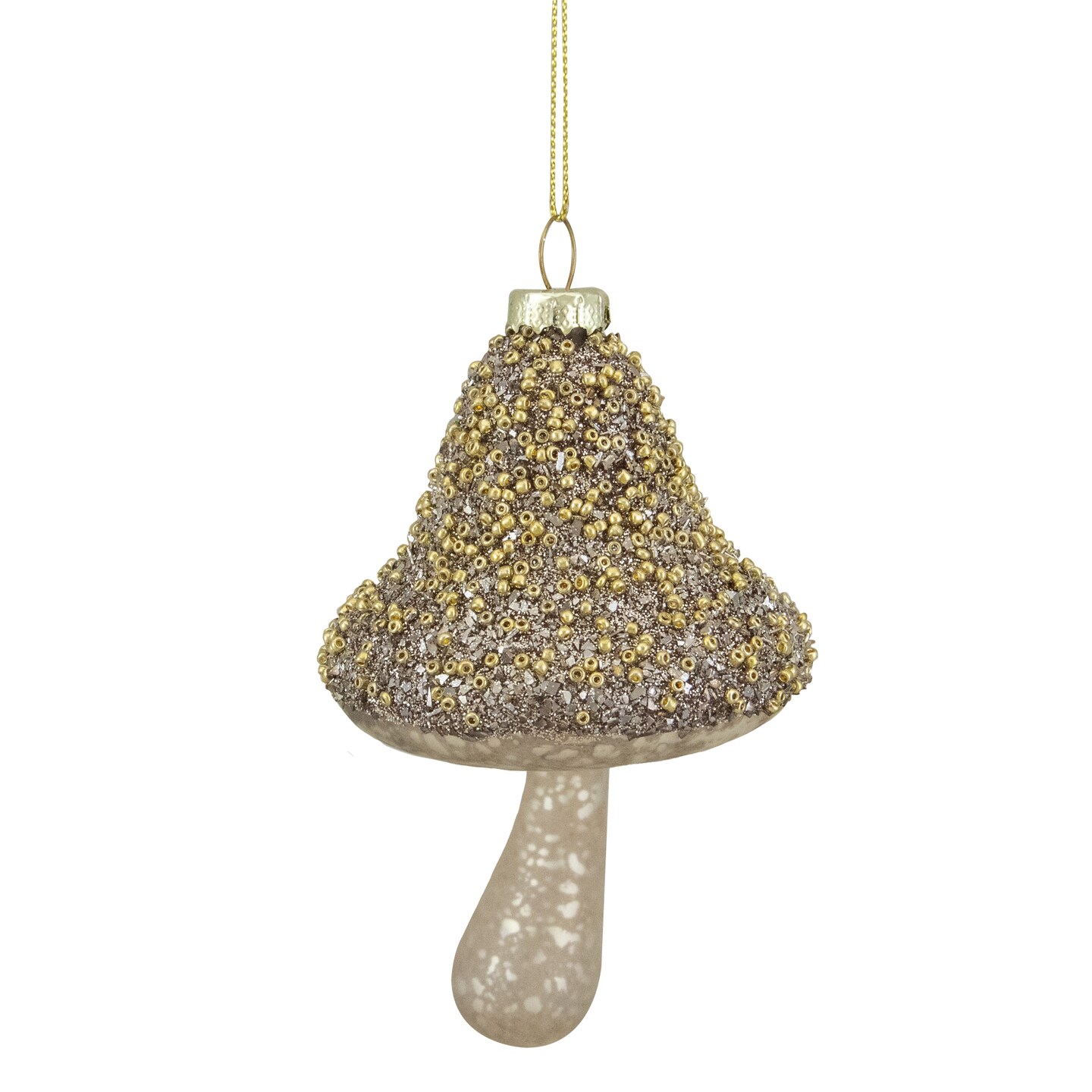 Northlight Mushroom Glass Christmas Ornament - 4.75" - Champagne Gold Finish