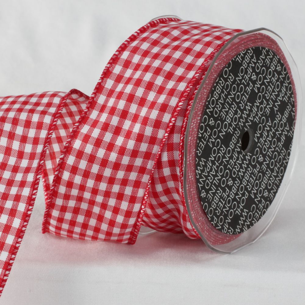 The Ribbon People Red and White Checkered Ribbon 2 x 20 Yards