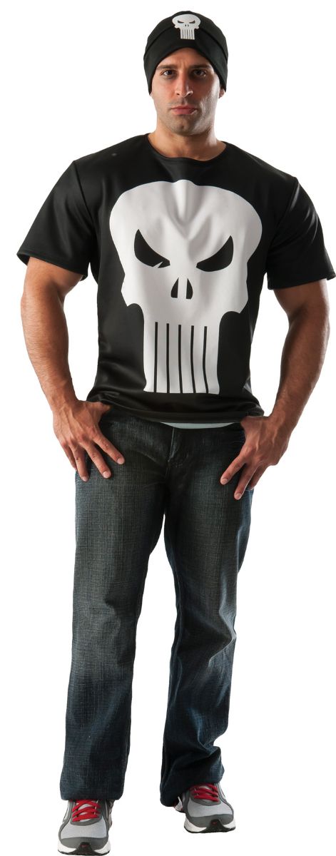 The Costume Center Black and White Punisher Men Adult Halloween Costume - Medium