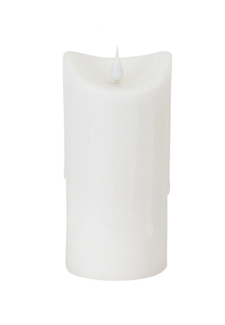 Melrose 7&#x22; White Dripping Wax LED Lighted Christmas Flameless Candle with Moving Flame
