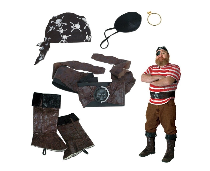 Party Central 5-Piece Black Pirate Halloween Costume Party Accessory Set