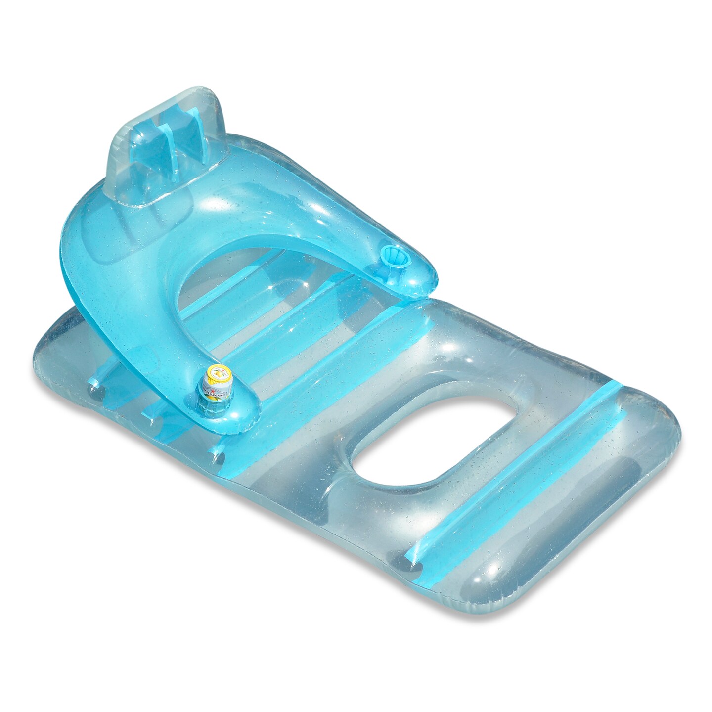 Swim Central 66&#x22; Inflatable Light Blue and Clear Classic Swimming Pool Lounge Chair