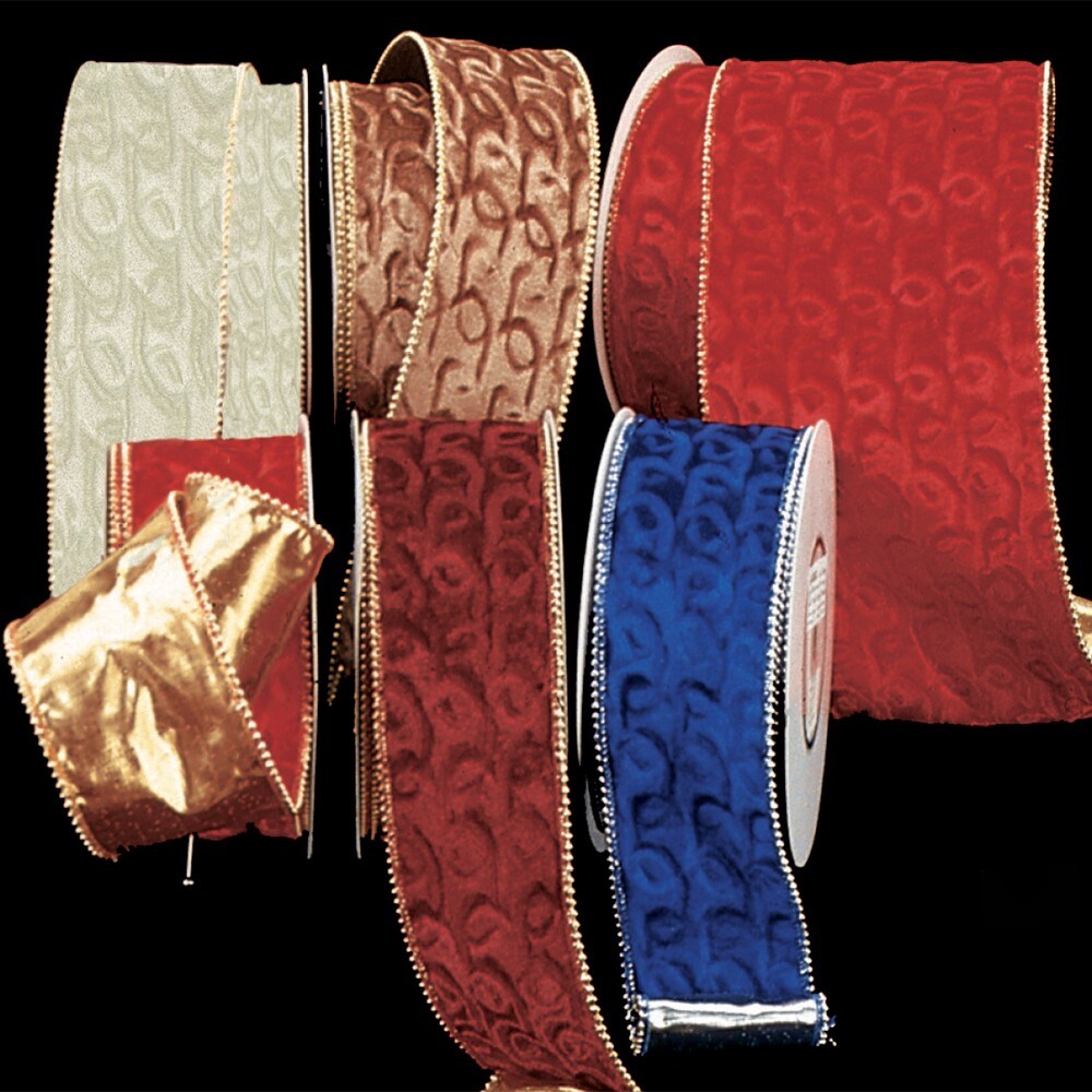 The Ribbon People Gold Backed Red Velvet with Gold Pearl Edge Wired Craft Ribbon 3" x 20 Yards