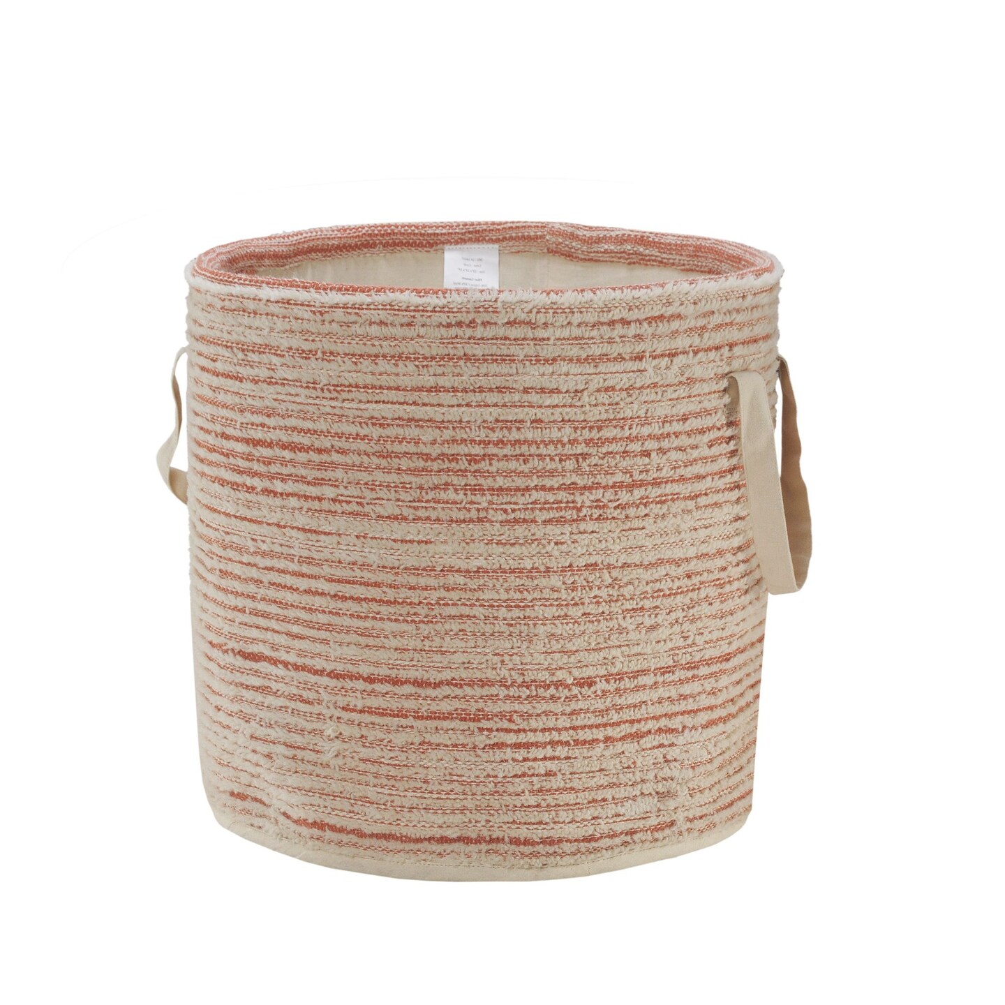 Laddha Home Designs 19&#x22; Coral and White Geometric Handmade Storage Basket