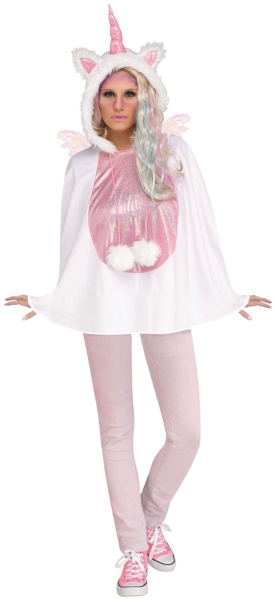 The Costume Center Pink and White Poncho Unicorn Character Women Adult Halloween Costume - Large