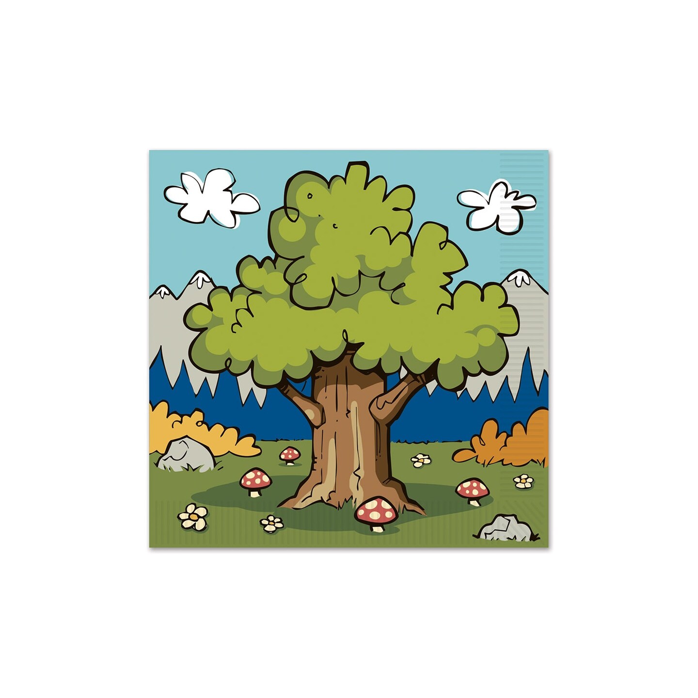 Party Central Club Pack of 192 Green and Blue 2-Ply Cartoon Tree Napkins 13&#x22;