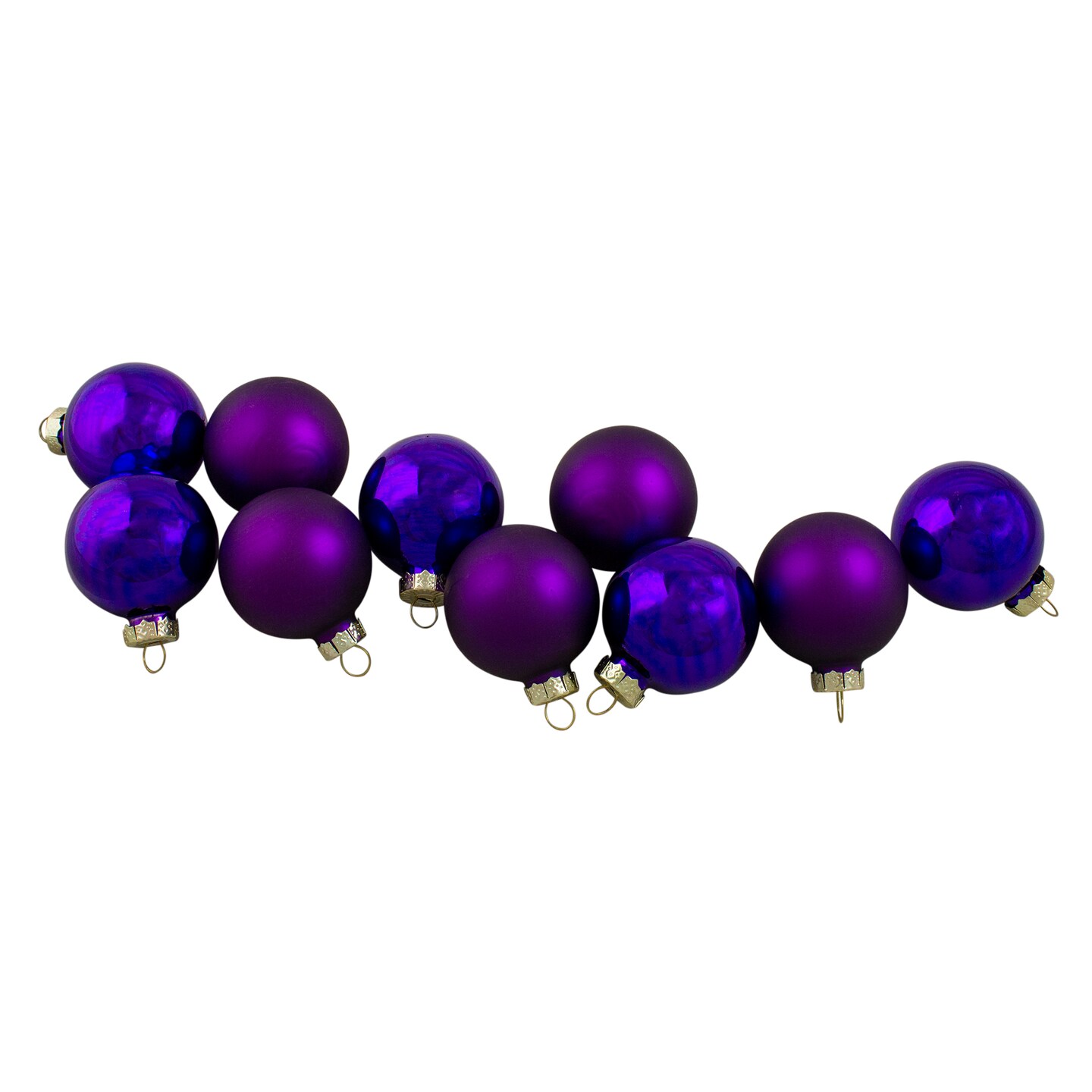 Northlight 10ct Shiny and Matte Purple Glass Ball Christmas Ornaments 1.75&#x22; (45mm)