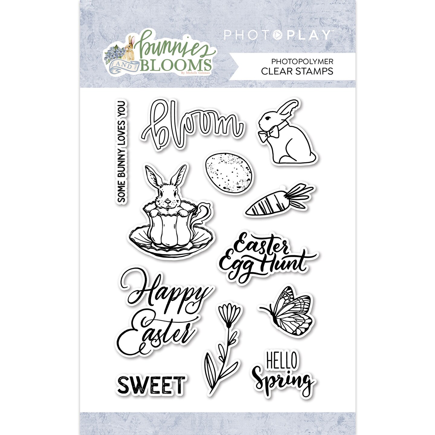 PhotoPlay Photopolymer Clear Stamps-Bunnies &#x26; Blooms