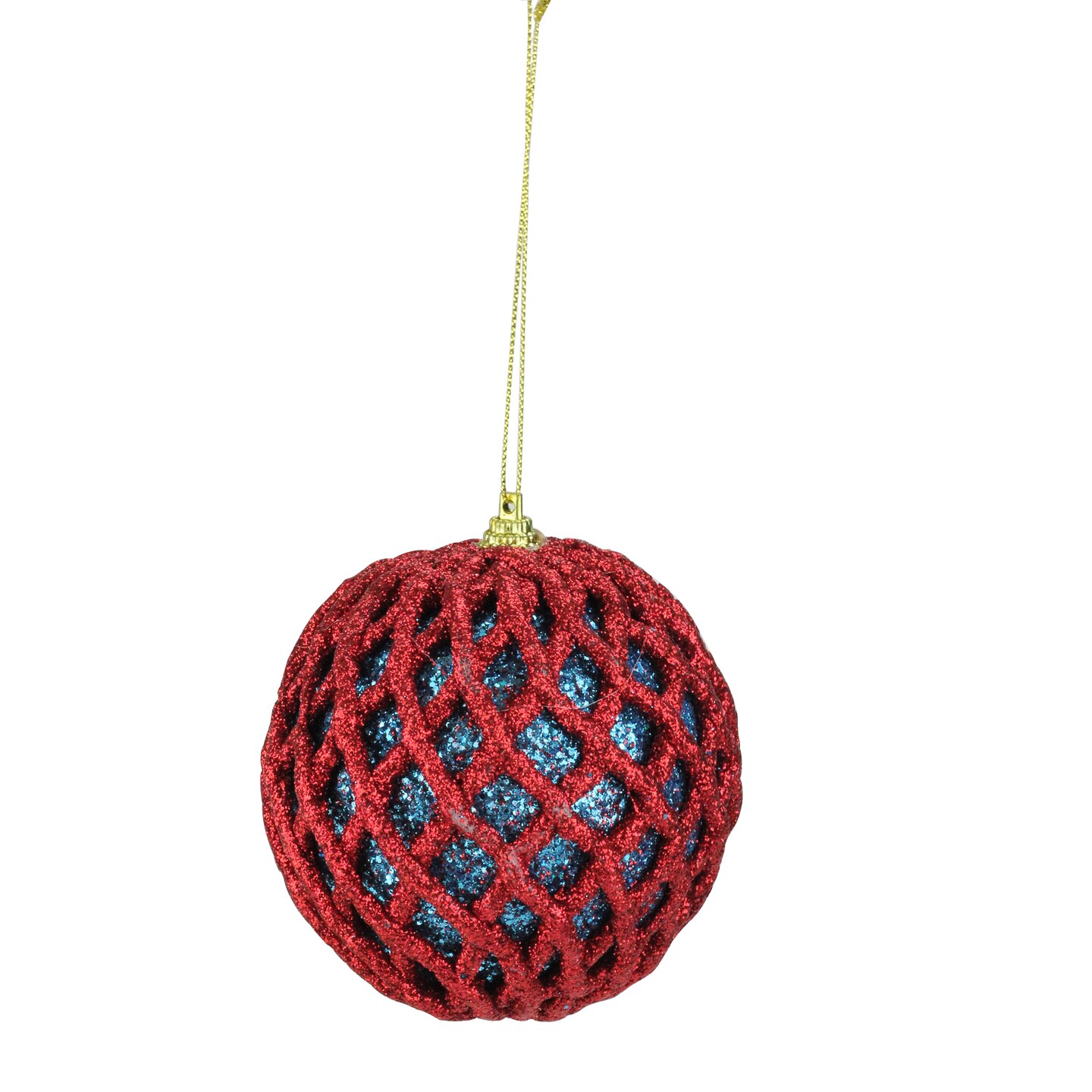 Napco Glittered Red and Blue Shatterproof Christmas Ball Ornament 4.5'' (115mm)