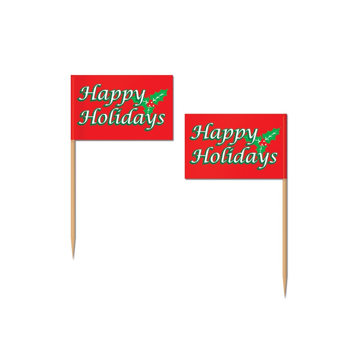 Party Central Club Pack of 600 Red and Green &#x22;Happy Holidays&#x22; Christmas Cocktail Picks 2.5&#x22;