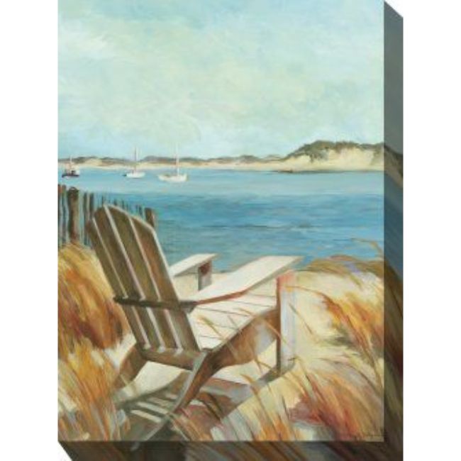 Outdoor Living and Style Blue and White Sea Breeze Outdoor Canvas Rectangular Wall Art Decor 40" x 30"