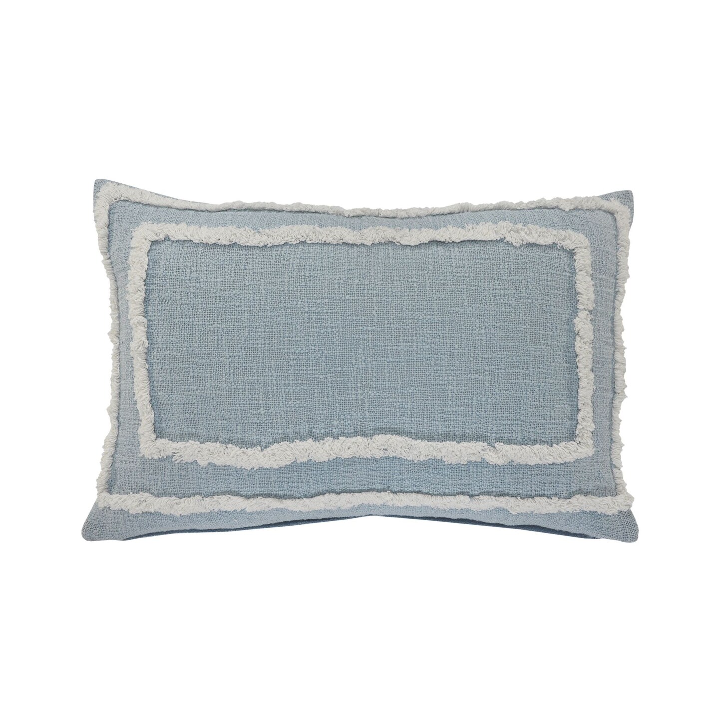 Laddha Home Designs 24&#x22; Blue and White Tufted Lumbar Throw Pillow