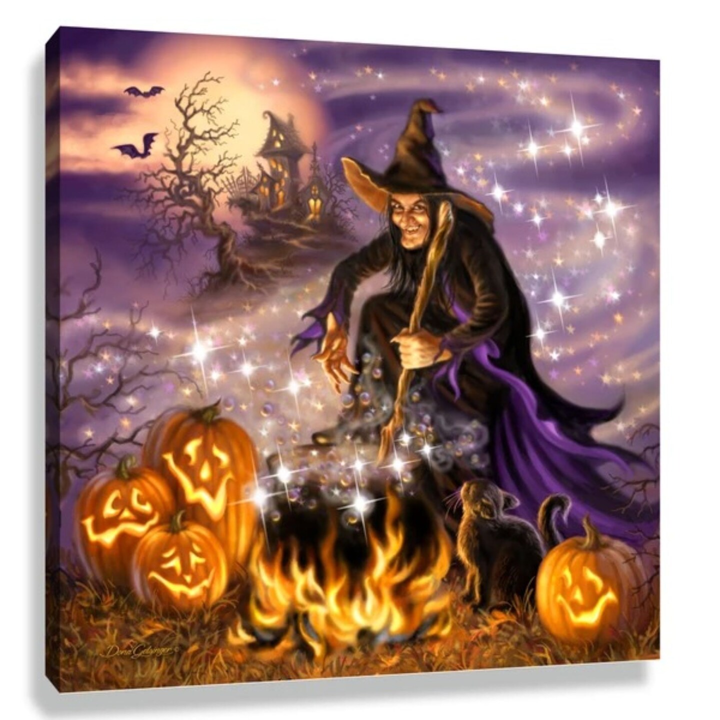 Glow Decor Purple and Black All Hallow&#x27;s Eve Pizazz Print Framed Halloween Wall Decor 10&#x22; x 10&#x22;
